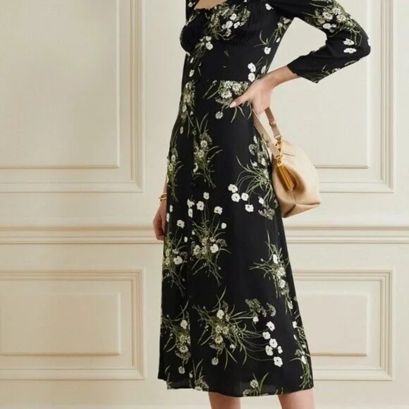 Reformation Fairway Floral Print Crepe Midi Dress - Picture 3 of 9